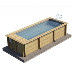 Urban Pool Legno 600x250xH133 Copertura Riscaldamento Filtrazione Cassapanca BWT