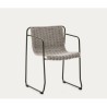 Sedia Arvin Swirl in tessuto ciniglia beige e gambe in legno di rovere VeryForma