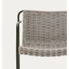 Sedia Arvin Swirl in tessuto ciniglia beige e gambe in legno di rovere VeryForma