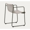 Sedia Arvin Swirl in tessuto ciniglia beige e gambe in legno di rovere VeryForma