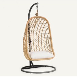 Kate Hängesessel aus natürlichem Rattan und dunkelgrauem Stahl VeryForma