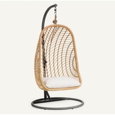 Kate Hanging Chair in Natural Rattan and VeryForma Steel