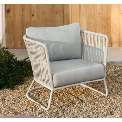 Saco outdoor armchair in rope and grey steel VeryForma