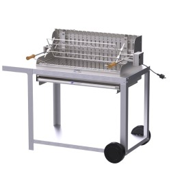 Le Marquier Irissarry Edelstahlgrill mit Wagen und Drehspieß