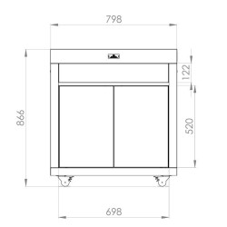 Le Marquier Outdoor-Küchenschrank 80 x55 cm schwarzer Stahl