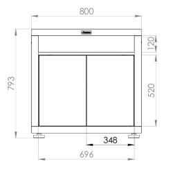 Meuble de cuisine avec deux portes Le Marquier 80x55 cm acier noir