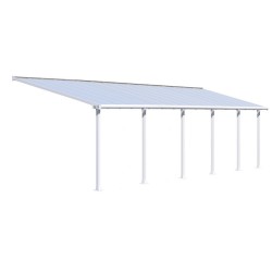 Pérgola de parede Olympia 3x9,71m em alumínio branco e policarbonato Canopia