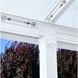Pérgola de parede Olympia 3x9,71m em alumínio branco e policarbonato Canopia