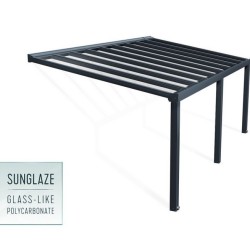 Pérgola de parede em alumínio Stockholm 3,5x6,6m Cinzento antracite e telhado transparente Canopia