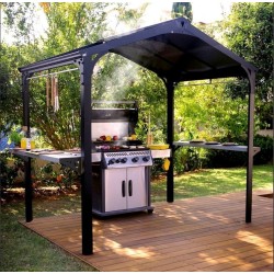 Austin 1.8x2.4m Aluminum Barbecue Shelter Anthracite Grey with Canopia Roof