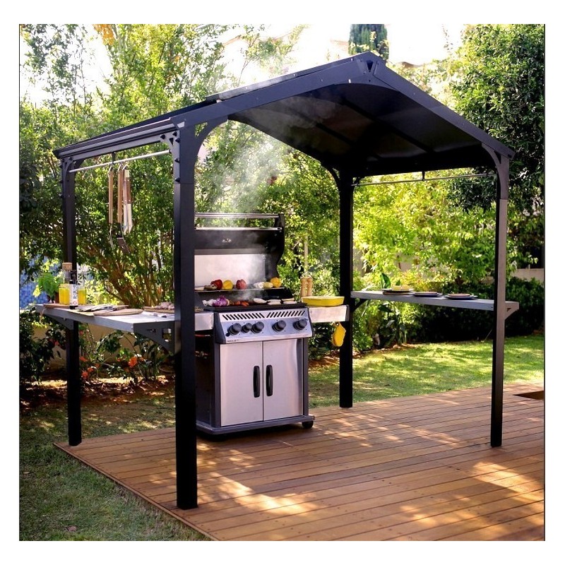 Abri de barbecue Austin 1.8x2.4m aluminium Gris anthracite avec toit Canopia