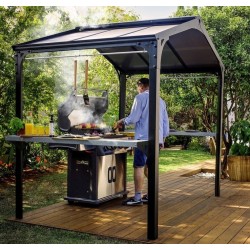 Abri de barbecue Austin 1.8x2.4m aluminium Gris anthracite avec toit Canopia