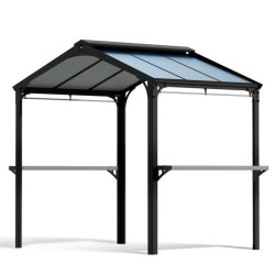 Riparo per barbecue in alluminio Austin 1,8x2,4 m grigio antracite con tetto Canopia