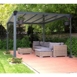 Pérgola Milano 3x3m aluminio gris y policarbonato Canopia