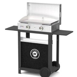 Stainless Steel Gas Plancha with Trolley and Stainless Steel Lid Le Marquier
