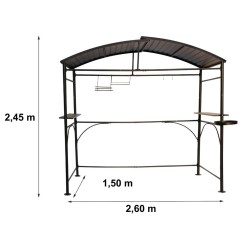 Abri de Barbecue Dallas, 2.6x 1.50m en aluminium gris anthracite