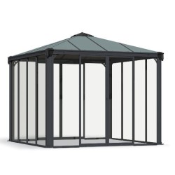 Ledro 3X3 Enclosed Garden Gazebo Grey Aluminium Structure and Transparent Panels