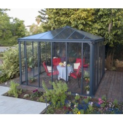 Ledro 3X3 Enclosed Garden Gazebo Grey Aluminium Structure and Transparent Panels