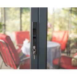 Tonnelle de jardin fermée Ledro 3X3 Structure en Aluminium gris et panneaux transparents