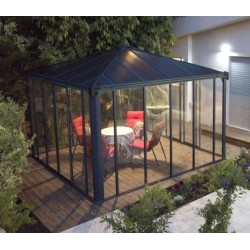 Ledro 3X3 Enclosed Garden Gazebo Grey Aluminium Structure and Transparent Panels