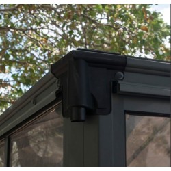 Tonnelle de jardin fermée Ledro 3X3 Structure en Aluminium gris et panneaux transparents