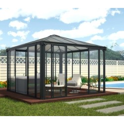 Cenador de jardín cerrado Ledro 3.6X3.6 canopia transparente y de aluminio