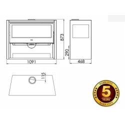 Panadero Estufa de leña Chopin 3V EcoDesign 8.2 kW