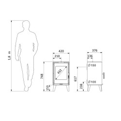 Estufa de leña Jacco con patas de madera Supra 4.8kW